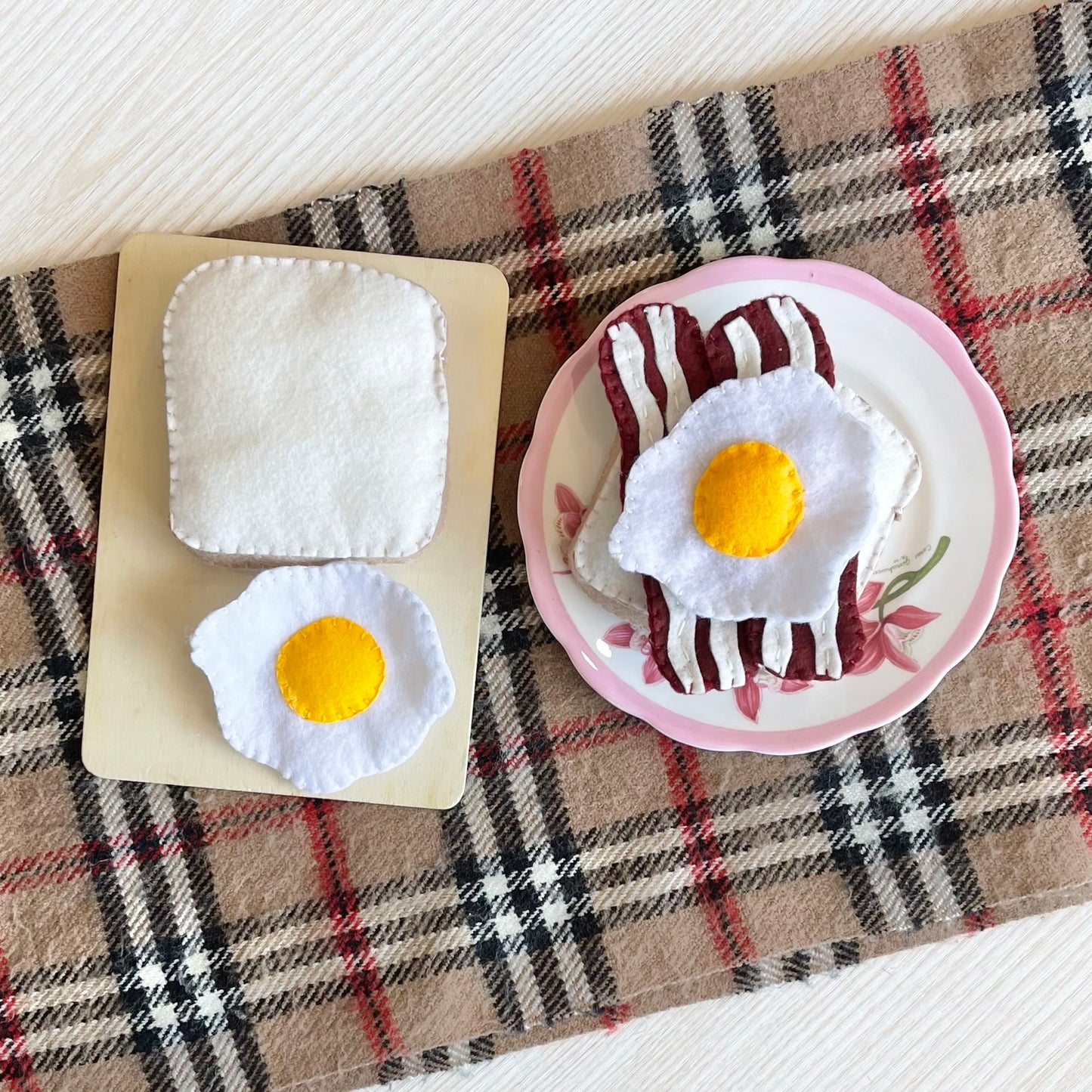 Felt bacon and eggs
