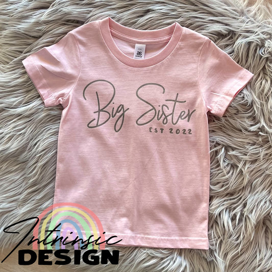 Size 2 pink tee - EST 2022 - Silver print